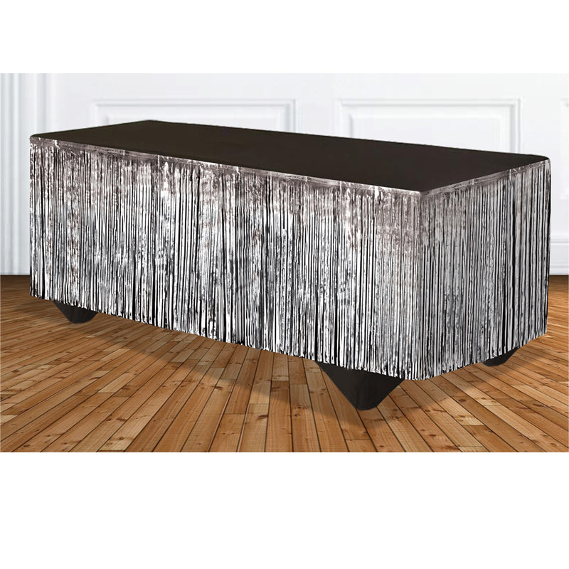 TINSEL TABLE SKIRT - SILVER