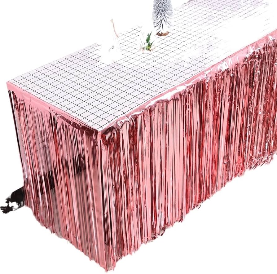 TINSEL TABLE SKIRT-ROSE GOLD