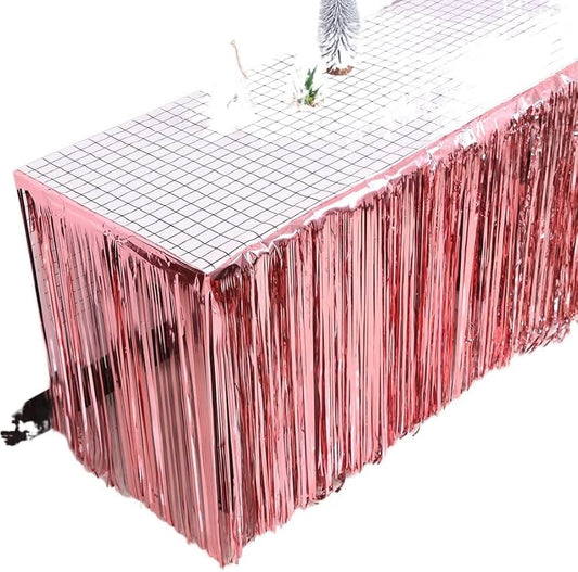 TINSEL TABLE SKIRT-ROSE GOLD