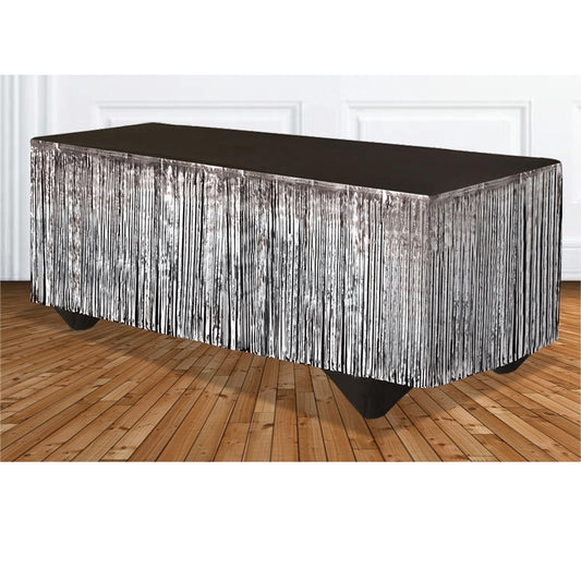 TINSEL TABLE SKIRT - SILVER