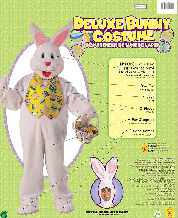 Rubies Deluxe Bunny Costume for Adults, Unisex Standard